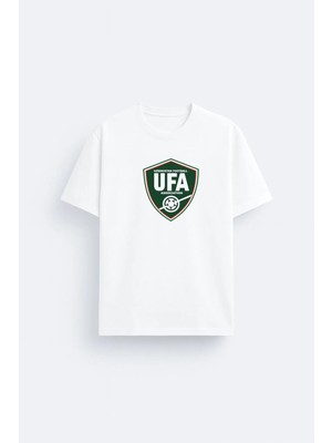 Shain Özbekistan Ufa Milli Futbol Takımı Baskılı Pamuklu Kumaş Beyaz Tişört T-Shirt