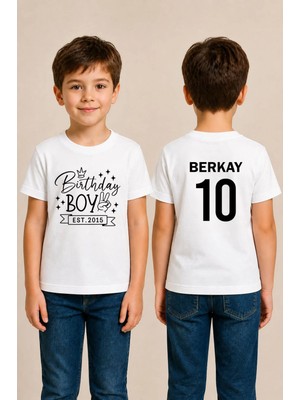 Shain Kişiye Özel Birthday Boy Isim Numara Baskılı %100 Pamuklu Kumaş Beyaz Tişört
