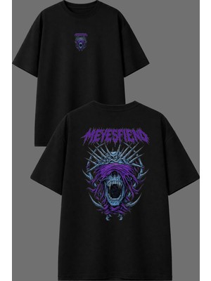 Vsrn Meyesfıen Tasarım Ön Arka Baskılı Siyah Oversize T Shirt