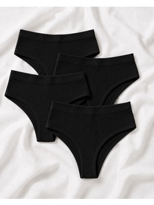 Skin Verse Pamuklu Yüksek Bel Tanga Külot 4'lü Set