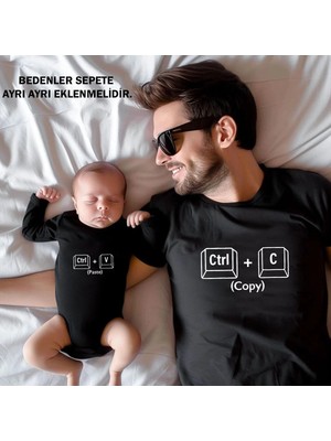 Shain Kopyala Yapıştır Baskılı Baba Bebek Aile Tişört Zıbın Kombin