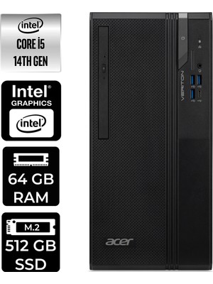 Acer Veriton S2720G Core I5 14400 64GB 512GB SSD WIN11 Pro DTR1PEM002P353 Masaüstü Bilgisayar & Per4 USB
