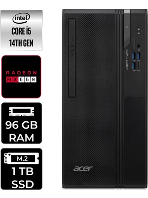 Acer Veriton S2720G Core I5 14400 RX550 4gb 96GB 1tb SSD WIN11 Home DTR1PEM002P398 Masaüstü Bilgisayar & Per4 USB