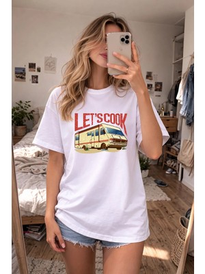 Shain Breaking Bad Baskılı Bisiklet Yaka Beyaz Tişört T-Shirt
