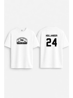 Shain Hollander 24 Heated Rivalry Dizi Baskılı Bisiklet Yaka Beyaz Tişört T-Shirt
