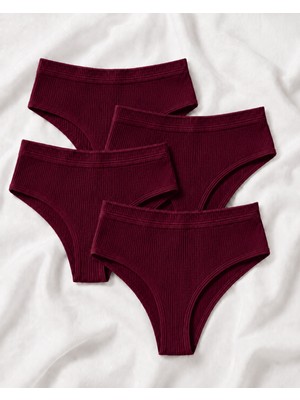 Skin Verse Pamuklu Yüksek Bel Tanga Külot 4'lü Set