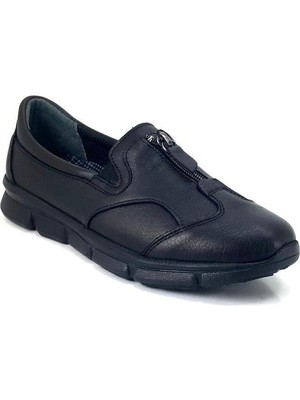 Fabbi 603 Kadın Hakiki Deri Günlük Faylon Taban Comfort Ayakkabı Siyah