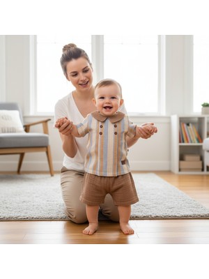 Ürünya Erkek Bebek Çocuk Kısa Kollu Şortlu 2'li Takım
