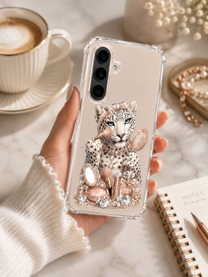 Powerfox Samsung Galaxy A57 Uyumlu Cute Süslü Kaplan Baskılı Sevimli Telefon Kılıfı MK01A