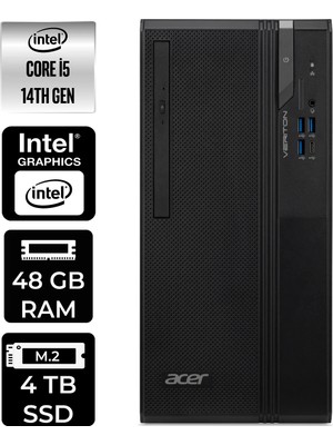 Acer Veriton S2720G Core I5 14400 48GB 4tb SSD Freedos DTR1PEM002P312 Masaüstü Bilgisayar & Per4 USB