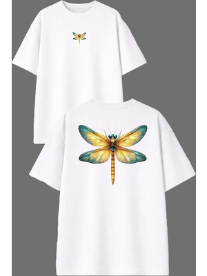 Vsrn Sivrisinek Tasarım Ön Arka Baskılı Beyaz Oversize T Shirt