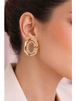 Maison Taşlı C Gold Küpe