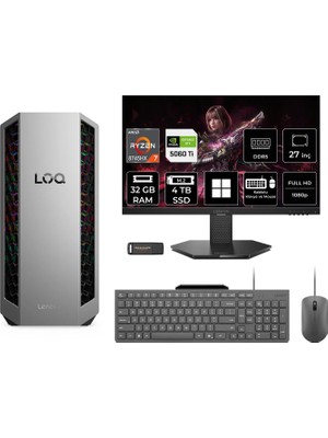 Lenovo Loq Tower Ryzen 7 8745HX RTX5060TI 8gb 32GB Ram 4tb SSD 27" Fhd WIN11 Home 91DF006LTRP448 Gaming Masaüstü Bilgisayar & Per4 USB