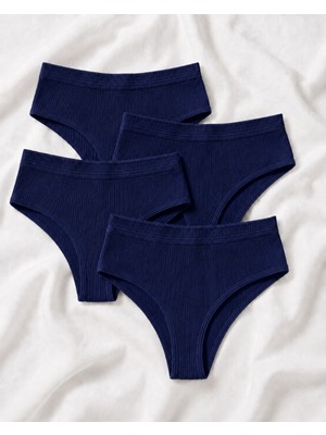 Skin Verse Pamuklu Yüksek Bel Tanga Külot 4'lü Set