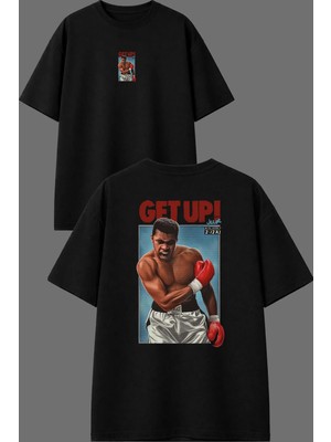 Vsrn Get Up Box Tasarım Ön Arka Baskılı Siyah Oversize T Shirt