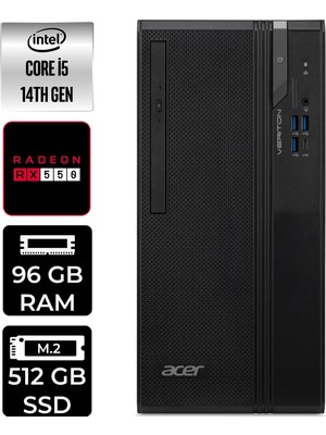 Acer Veriton S2720G Core I5 14400 RX550 4gb 96GB 512GB SSD WIN11 Pro DTR1PEM002P417 Masaüstü Bilgisayar & Per4 USB