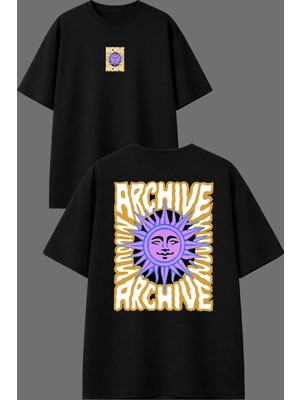 Vsrn Archıve Tasarım Ön Arka Baskılı Siyah Oversize T Shirt