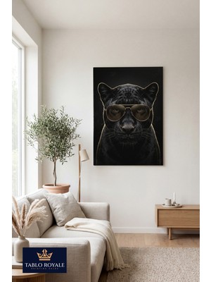 Tablo Royale Siyah Panter Kanvas Tablo – Gold Detaylı Modern Duvar Dekoru | Premium Lüks Tasarım