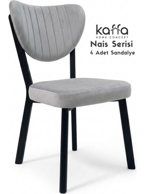 Kaffahome Nais Serisi Modern , Metal Iskelet Ergonomik Yemek Odası ve Mutfak Sandalyesi - Babyface Kumaş 4 Adet Gri