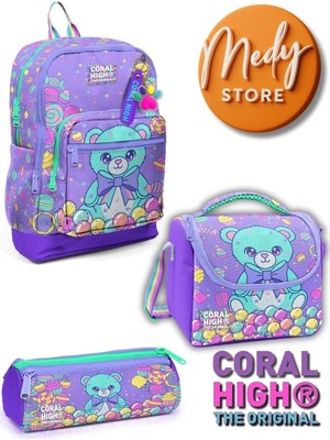 Coral High Şeker Ayıcık Desenli 3’lü Okul Çanta Seti