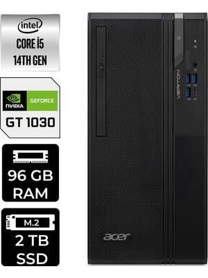 Acer Veriton S2720G Core I5 14400 GT1030 4gb 96GB 2tb SSD WIN11 Home DTR1PEM002P459 Masaüstü Bilgisayar & Per4 USB