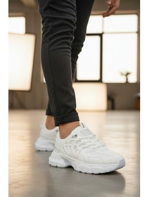 Enoch Kadın Kafes Detaylı Kalın Tabanlı Rahat Günlük Sneaker Spor Ayakkabı