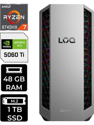 Lenovo Loq Tower Ryzen 7 8745HX RTX5060TI 8gb 48GB Ram 1tb SSD WIN11 Home 91DF006LTRP330 Gaming Masaüstü Bilgisayar & Per4 USB