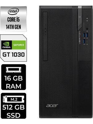 Acer Veriton S2720G Core I5 14400 GT1030 4gb 16GB 512GB SSD WIN11 Pro DTR1PEM002P461 Masaüstü Bilgisayar & Per4 USB