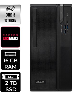 Acer Veriton S2720G Core I5 14400 RX550 4gb 16GB 2tb SSD Freedos DTR1PEM002P363 Masaüstü Bilgisayar & Per4 USB