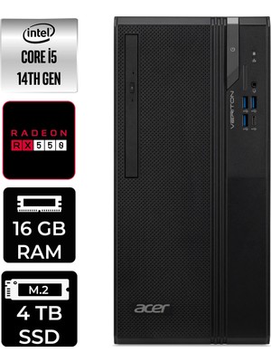 Acer Veriton S2720G Core I5 14400 RX550 4gb 16GB 4tb SSD WIN11 Pro DTR1PEM002P404 Masaüstü Bilgisayar & Per4 USB
