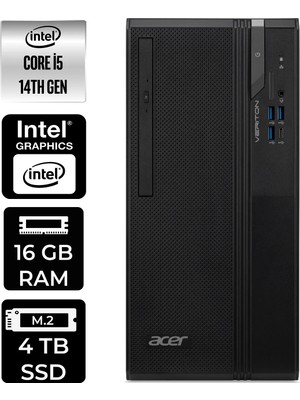 Acer Veriton S2720G Core I5 14400 16GB 4tb SSD Freedos DTR1PEM002P304 Masaüstü Bilgisayar & Per4 USB