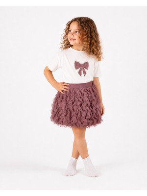 Nehirim Kids Kız Çocuk Kısa Kol Fiyonklu Tütü Prenses Etek Bayram Doğum ,düğün , Özel Gün Bayram Abiyesi ( 2-3-4-5 Yaş Elbise )