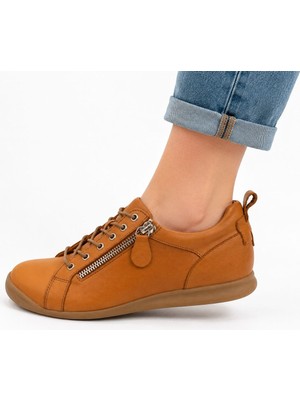 papucumun dünyası Kadın Hakiki Deri Yan Fermuar Detaylı Casual Sneaker