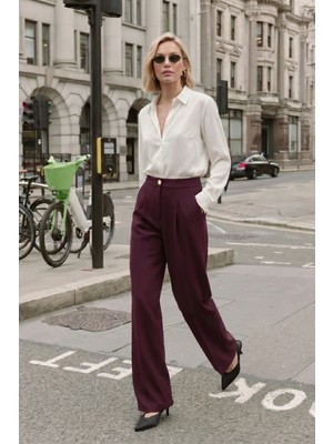 Sateen Lucy Pantolon - Mürdüm