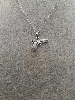 Han Ticarethane Gümüş Renk Pistol Tabanca Model Kolye