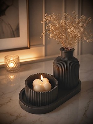 Yasmella Home Mat Siyah Dekoratif Mumluk