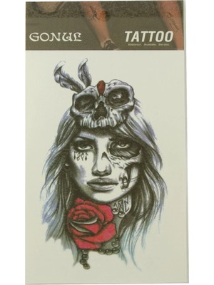 Renklime Gül Kuru Kafa Tattoo Dövme Sticker