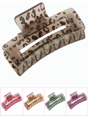Renklime Leopar Desenli Dikdörtgen Mandal Toka 8 cm