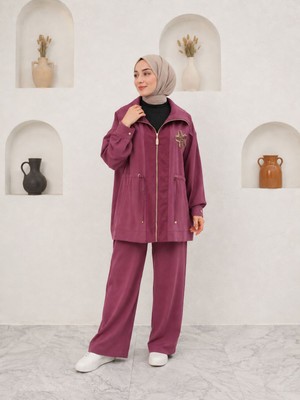 Esra Butik %100 Modal Tensel Kumaş Çiçek Işleme Detaylı Ikili Takım – Modern ve Zarif Şıklık