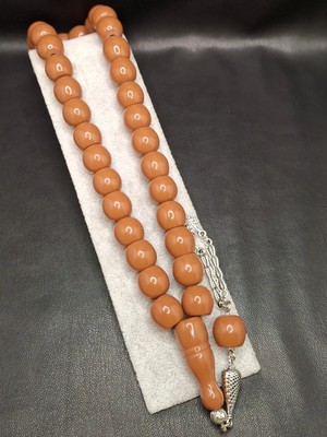 Han Ticarethane Özel Büyük Model Pastel Karamel Renk Fıçı Kesim Toz Kehribar Tesbih