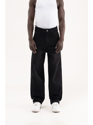 Machinist Erkek Basic Baloon Fit Baggy Jean Pantolon Efektli Siyah