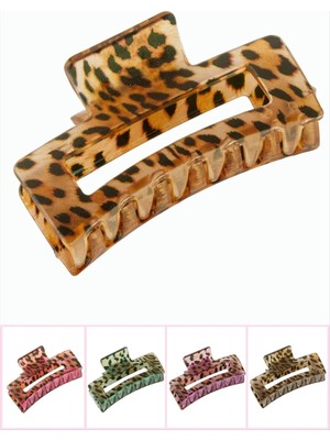 Renklime Leopar Desenli Dikdörtgen Mandal Toka 8 cm
