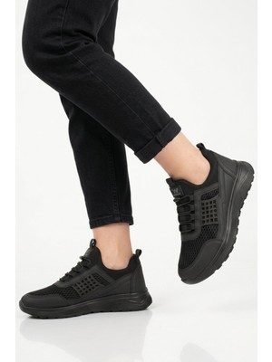 Walkway Siyah Fileli Unisex Spor Ayakkabı