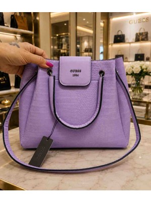 Butik Lila Kroko Desen Omuz & El Çantası – Şık Kadın Günlük Kullanım Çantası