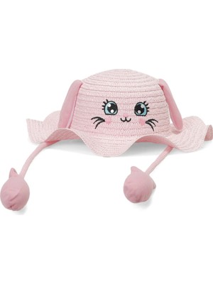Polaris Hasır Şapka Kız Çocuk Pembe Funny Straw Hat