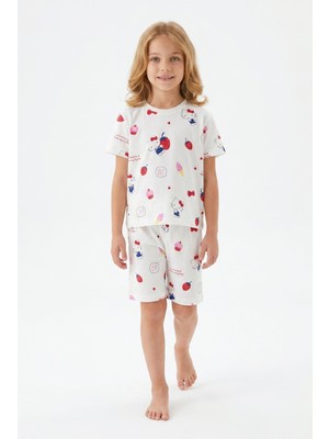Little Pumpkin Çilek ve Dondurma Desenli Kız Çocuk Yazlık Pijama Takımı