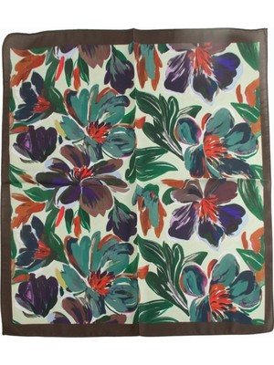 Renklime Çiçek Desenli Zr Şifon Fular 50*50 cm