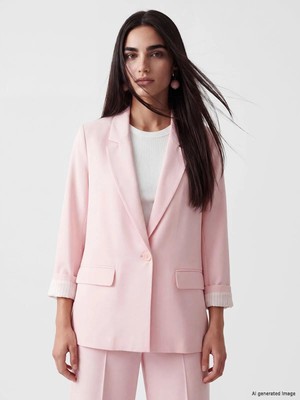 LC Waikiki Keten Karışımlı Kadın Blazer Ceket  (S6)