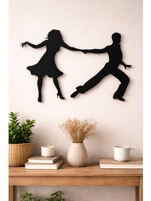 Bel&Co Home Dans Eden Çift Siyah Mdf Duvar Dekoru 60X40 cm – 3mm Lazer Kesim Modern Salon ve Oturma Odası Tablosu