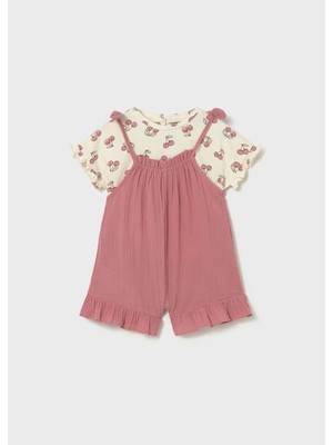 Mayoral Kız Bebek Şort Salopet Set Pembe